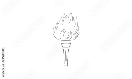 Minimalist Line Drawing of a Flaming Torch