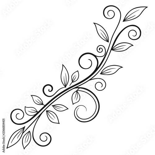 Graceful leaf branch with delicate scroll detail.