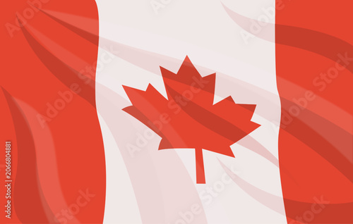 Canadian Flag Background with Flowing Red and White Waves