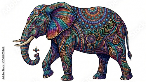 elephant dot art pointillism