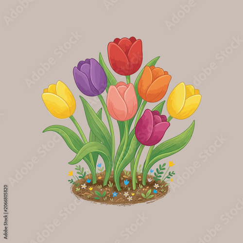 Vibrant Floral Design Element Isolated on White