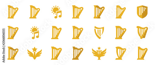 Harp Image Pattern with Repeated Harp Icons.