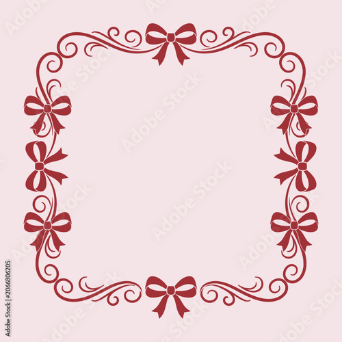 Romantic Red Flourish Certificate Frame Isolated on White