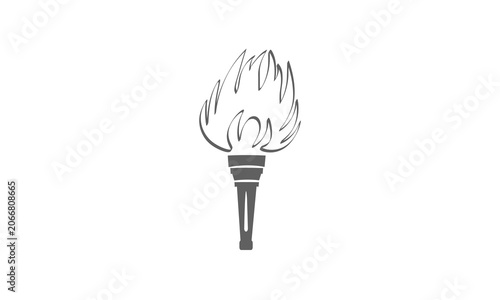 Fire Torch Illustration with Dynamic Flame and Handle