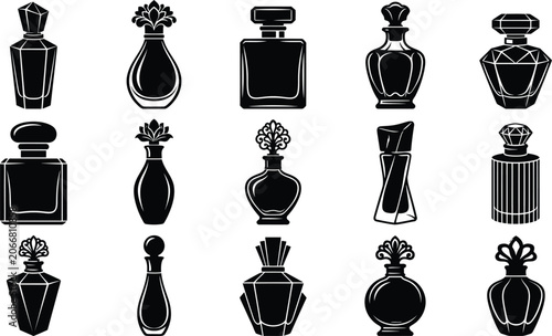 Foto Black and white of various vases and jugs in different shapes and sizes pottery