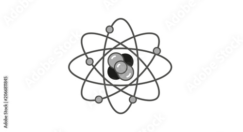 Detailed illustration of an atom structure.