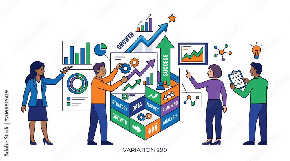 Naklejka premium Business team analyzing data and planning for growth and success