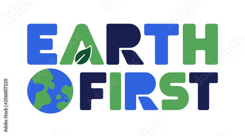 Earth First Logo Featuring Globe and Leaf Emblem.