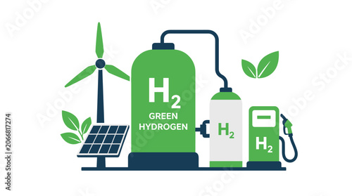 Green Hydrogen Production System Powered by Renewable Energy Infrastructure.