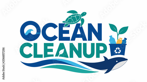 Ocean Cleanup Initiative Logo With Turtle And Waves.