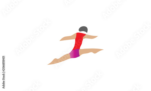 Dynamic Female Athlete Performing a Split in Action