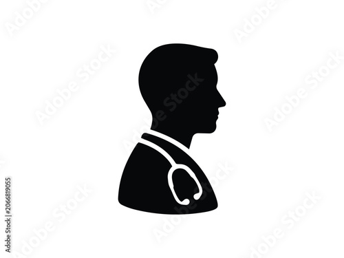 Black silhouette of doctor with stethoscope