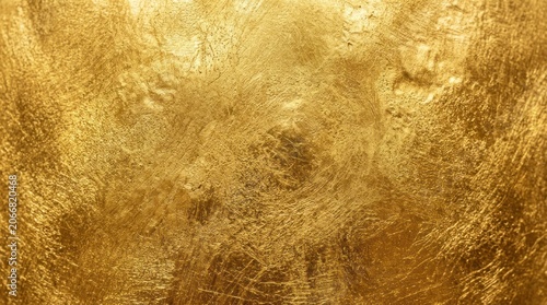 A close-up shot of a textured gold surface. The gold appears to be rough and uneven, with a shimmering, reflective quality.