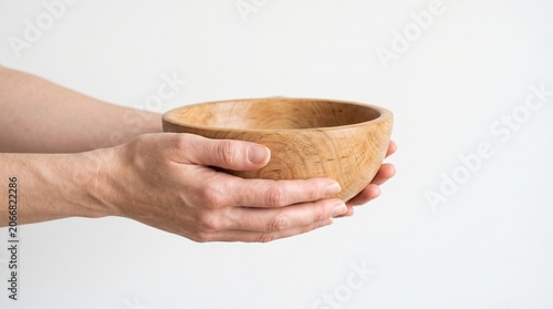 Wooden bowl in hands