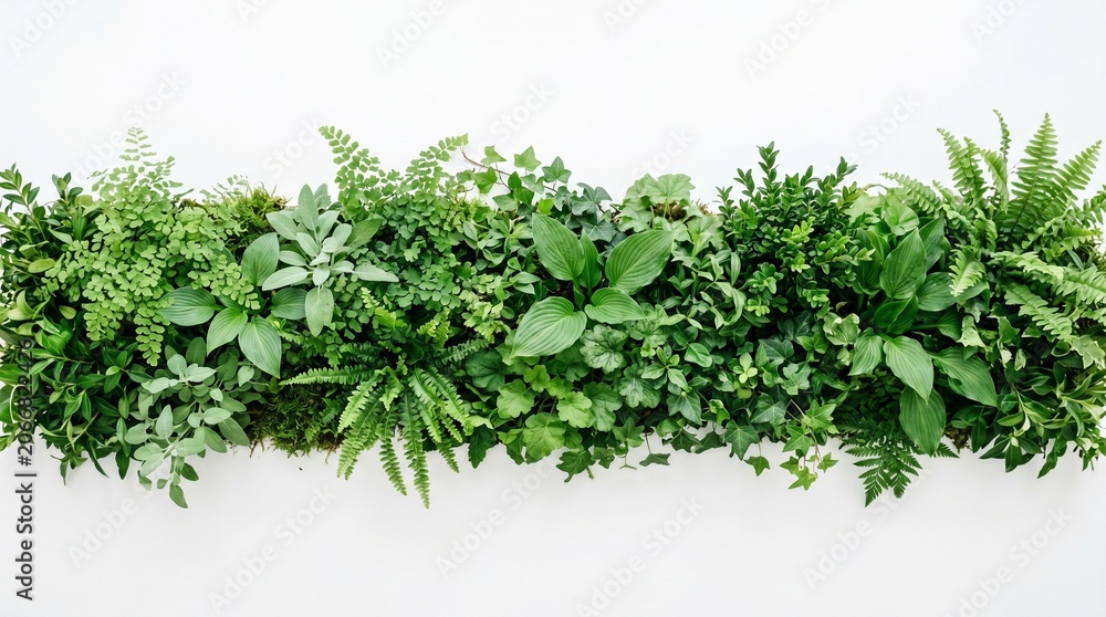 Obraz premium Lush green plant wall with varied foliage