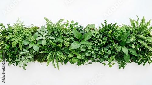 Lush green plant wall with varied foliage