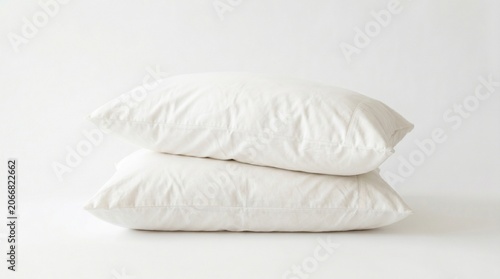 Stacked white pillows on a smooth surface
