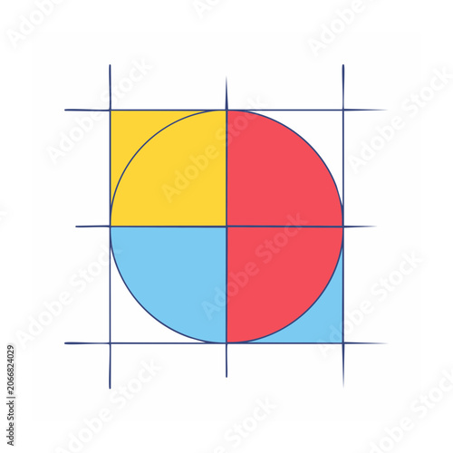 Flat design Venn diagram with red yellow and blue circles