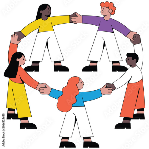 Diverse Community Circle and Equality Concept Vector Illustration for Social Awareness