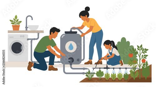 Group Of People Repairing Washing Machine Together.