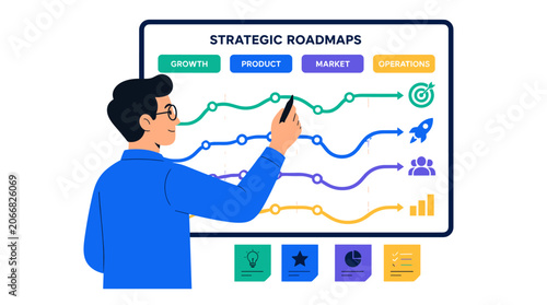 Business Analyst Analyzing Data On Whiteboard.