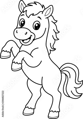 Horse, line drawing for coloring and educational purposes.