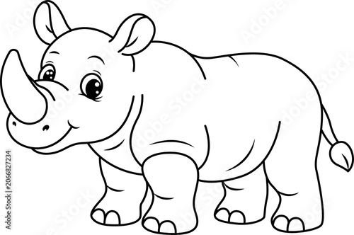 Cute rhino coloring page for kids! Perfect educational material to boost creativity.