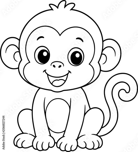 Cute monkey coloring page for kids! Perfect educational worksheet to boost creativity.