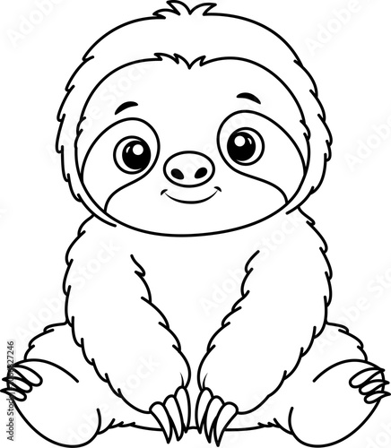 Sloth line art for coloring and educational purposes.