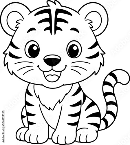 Cute tiger coloring page for kids! Perfect educational material to boost creativity.
