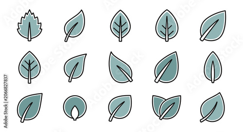 Outline leaf icons Line art modern abstract colorful shapes vector.eps