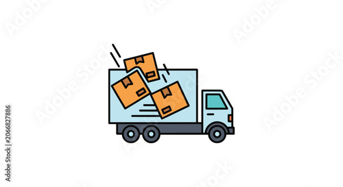 Packages falling moving ins clean line abstract vector.eps