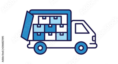 Packages stacked inside truck modern simple illustration vector.eps