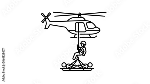 Helicopter Rescue Operation: Medical Evacuation of Injured People