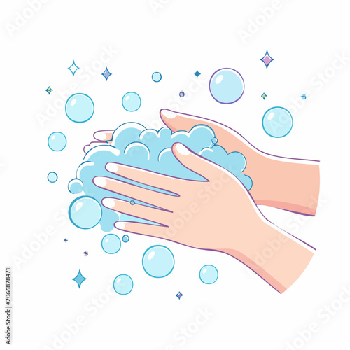 Washing Hands with Soap and Bubbles
