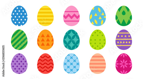 Colorful Easter Eggs with Patterns, Spring Holiday Celebration