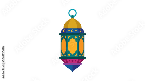 Ramadan Lantern with Crescent Moon and Stars, Islamic Decorative Element