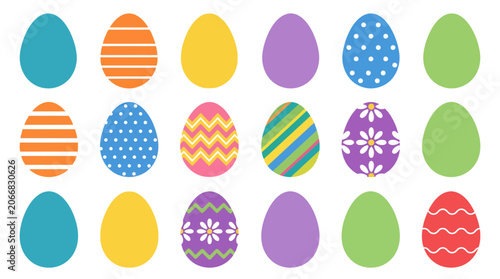 Colorful Easter Eggs Collection, Festive Spring Holiday Decorations
