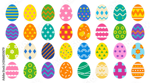 Colorful Easter Eggs Collection, Spring Holiday Decorations, Festive Patterns