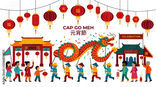 Cap Go Meh Celebration with Dragon Dance and Lanterns