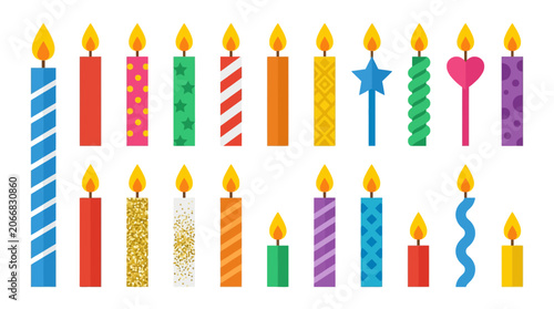 Colorful Birthday Candles Collection Vector Illustration