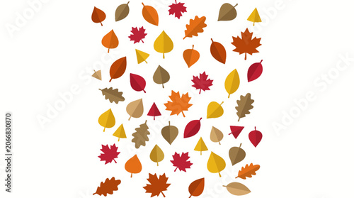Autumn Leaves Pattern - Vibrant Fall Foliage Collection on White Background