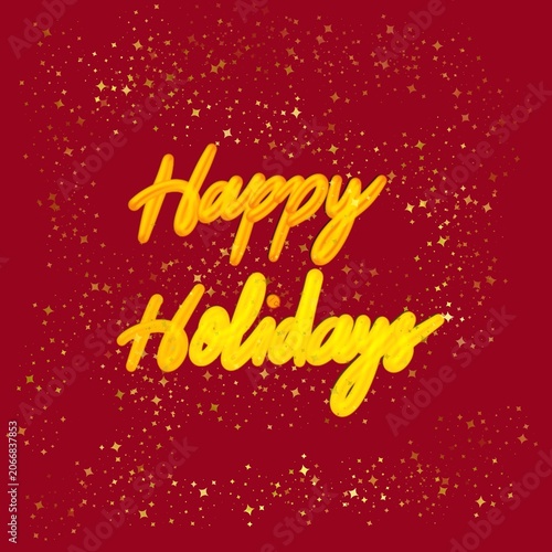 Happy holidays typography isolated on red background design illustration for greetings card 
