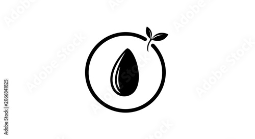 Almond Icon with Leaves, Organic Food Symbol, Healthy Nutrition Emblem