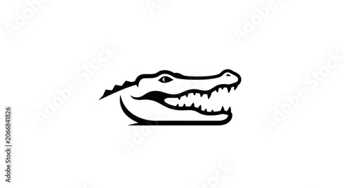 Alligator Head Silhouette, Open Mouth, Sharp Teeth, Vector Art