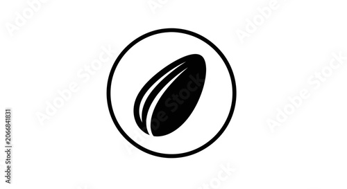 Almond Icon, Minimalist Seed Symbol, Healthy Food Graphic, Simple Vector Art