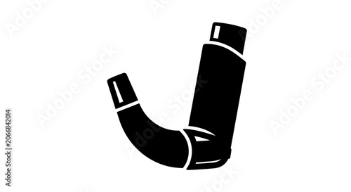 Asthma Inhaler Icon - Black Silhouette Medical Device for Breathing Problems