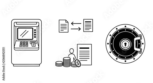 ATM, Banking, Money, Security, Data Transfer, Financial Icons