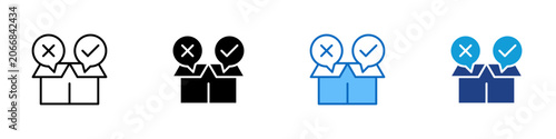 Fotografie Sort Audit Multiple Style Icon Design Vector - Boxes with check and cross marker