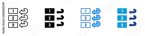 Fotografie Set Order Multiple Style Icon Design Vector - Numbered list with return arrows r